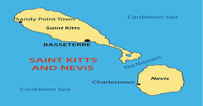 Map of Saint Kitts and Nevins Islands