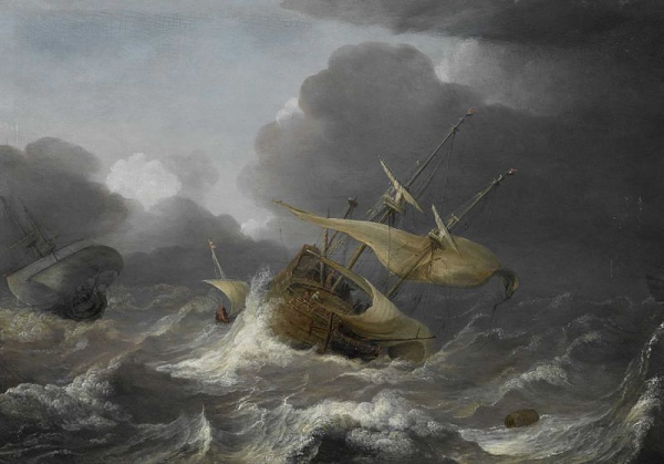 Dutch Ships in a Gale by Jan Porcellis