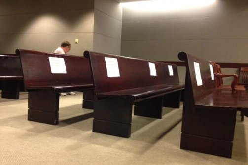 Empty seats reserved for press at Gosnell trial (JD Mullane/phillyburbs.com) 