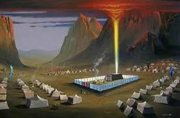 Israelite camp in the wilderness; pillar of fire