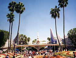 Disneyland’s Tomorrowland entrance in 1996, before the 1998 makeover