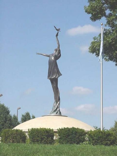 Girl with Dove statue at Independence MO United Nations Plaza