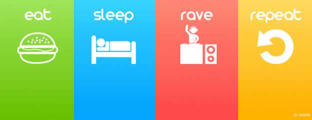 Rave Festival Poster:  Eat Sleep Rave Repeat