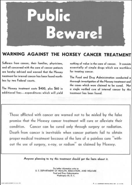 FDA Warning Against Hoxsey Cancer Treatment