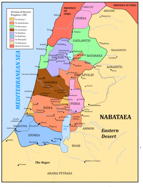 Map of Herod's Kingdom 5 BC