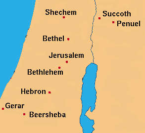 Map of Abram's journey through the Promised Land