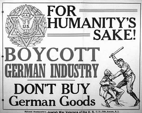 1933 poster promoting jewish economic war against Germany 